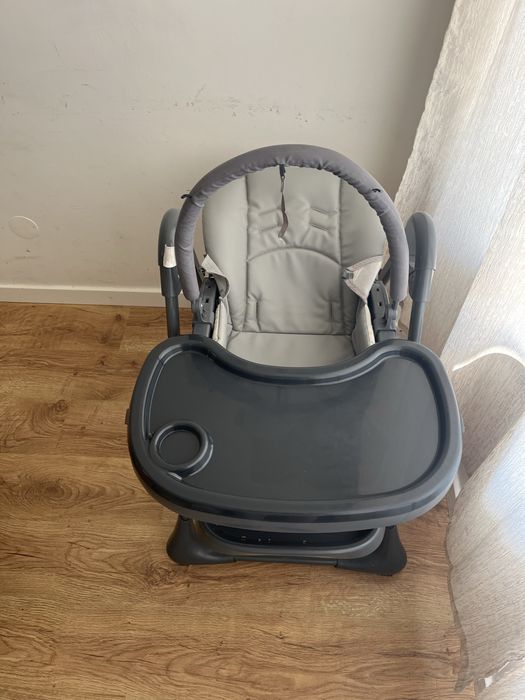 Cadeira de Papa Kinderkraft TUMMIE 2 em 1 com Função Espreguiçadeira, 7 Níveis de Altura e Bandeja Dupla