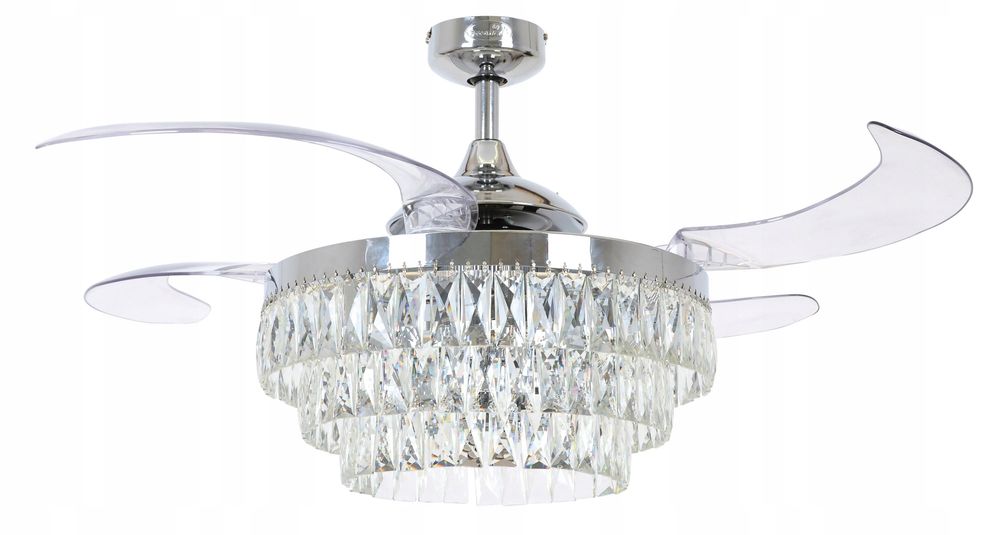 Wentylator Żyrandol sufitowy Fanaway Veil LED chrom DIAMOND + pilot
