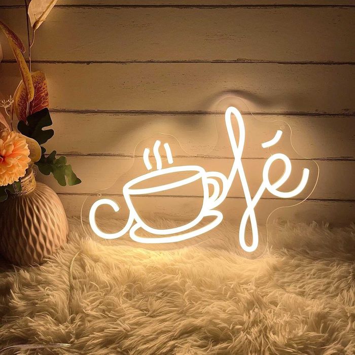 Letreiro Luminoso Néon LED em Acrílico Logo Chávena de " Café "