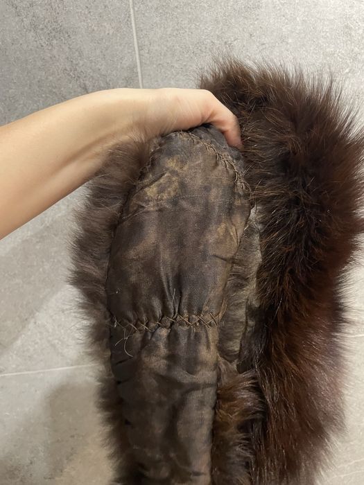 Brązowy szal z futra naturalnego