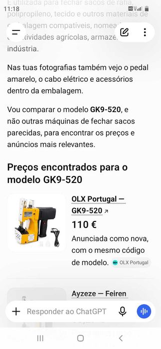 Máquina costura . Oportunidade