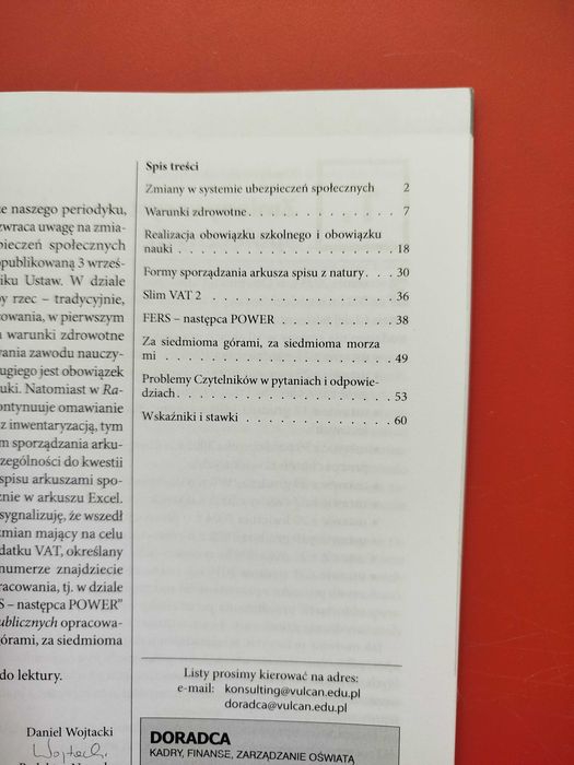 Doradca. Kadry, finanse, zarządzanie oświatą, Vulcan, październik 2021