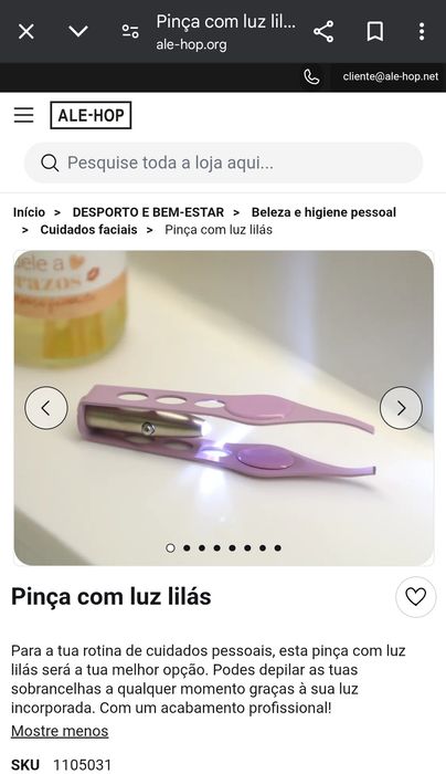 Escova de limpeza facial e pinça com luz novas