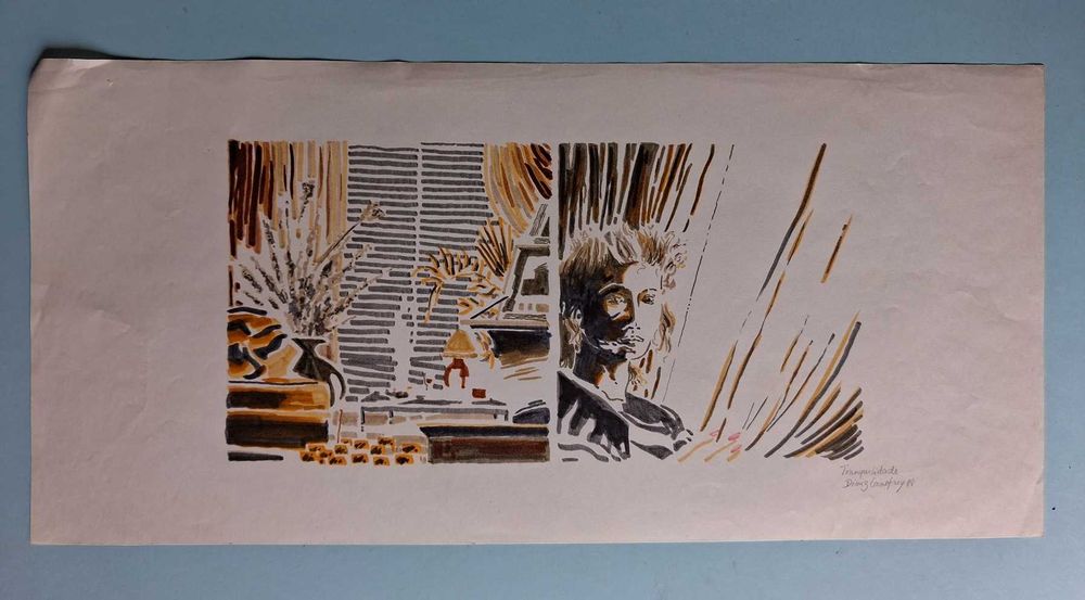 Desenho original de Diniz Conefrey de 1988 "Tranquilidade" , a cores