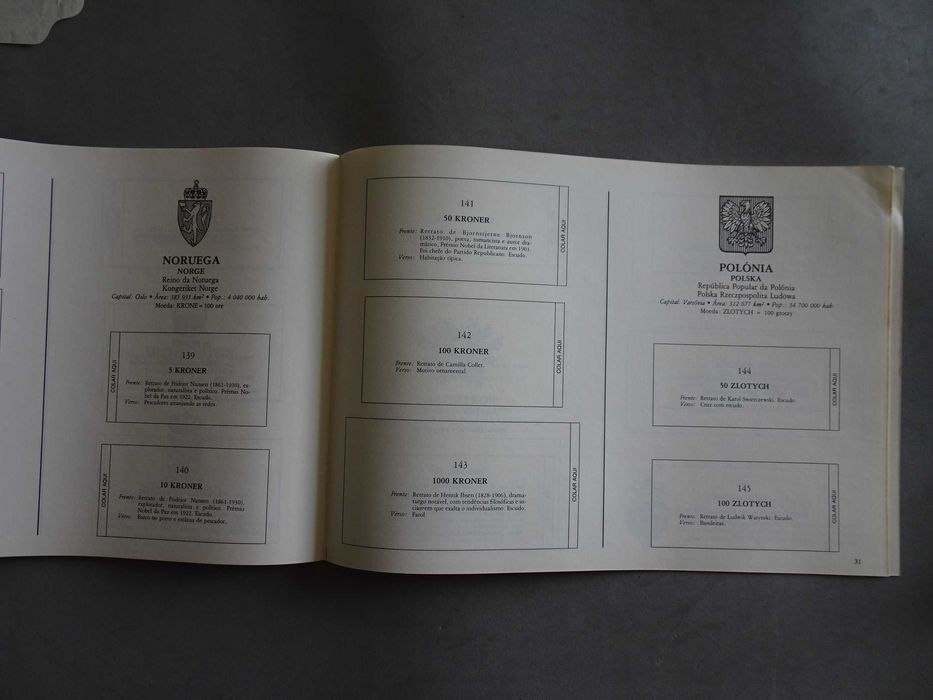Caderneta de cromos vazia Notas de todo o mundo - Volume I - Europa --