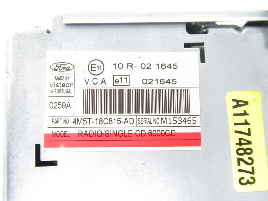 Radio Ford Focus Mk2 II 4m5t18c815ad + Kod