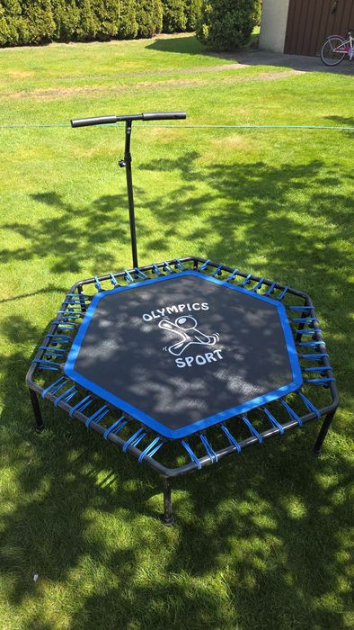 Trampolina fitness z uchwytem 127 cm Olimpics Sport - sześciokątna niebieska