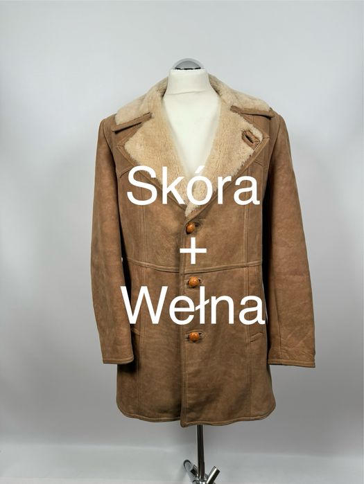 Paff kożuch skórzany prawdziwa skóra wełna L