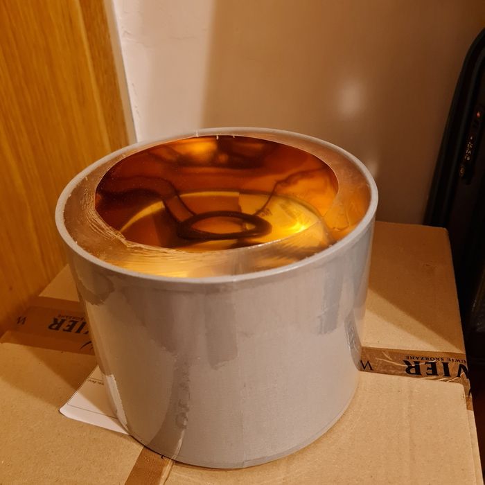 NOWY Abażur klosz lampy walec szary złoty środek 20 cm