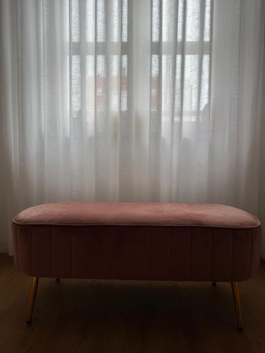 Banqueta veludo rosa