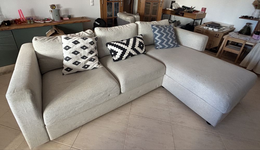 Sofá IKEA VIMLE 3 lugares com chaise longue – Gunnared bege
