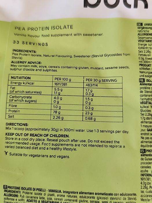 Białko BULK Waniliowe Pea Protein Isolate