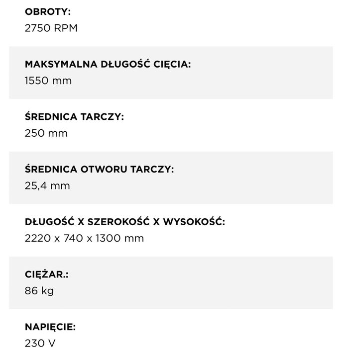 Przecinarka do płytek Rubi dcx 250 expert 1550mm