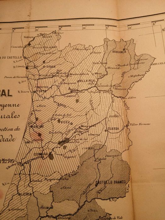 Mapa Portugal - Superficie Moyenne des Proprietés Rurales (1900)