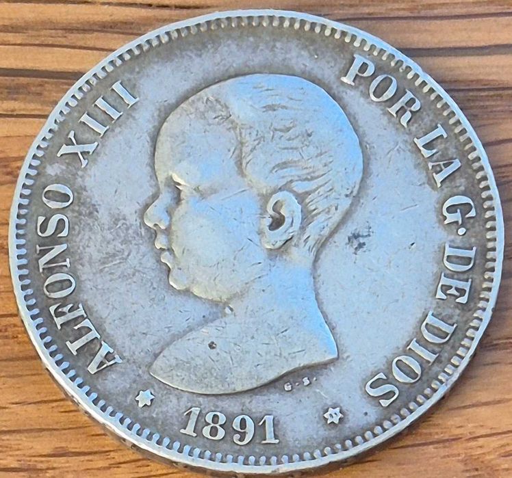 5 peset 1891 Hiszpania