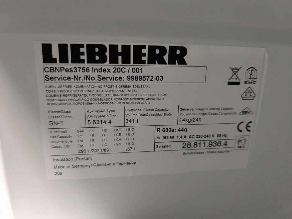 Двокамерний Холодильник Liebherr CBNPes 3756