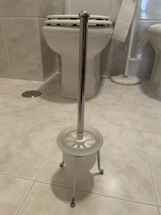 Utensilio de casa de banho - piaçaba vidro fosco com suporte de chão