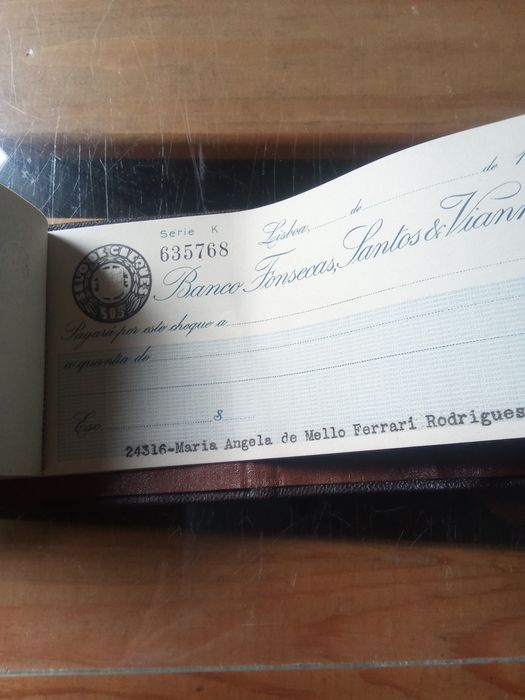 Caderneta cheques! Banco Fonsecas , Santos e Vianna! Anos 65!