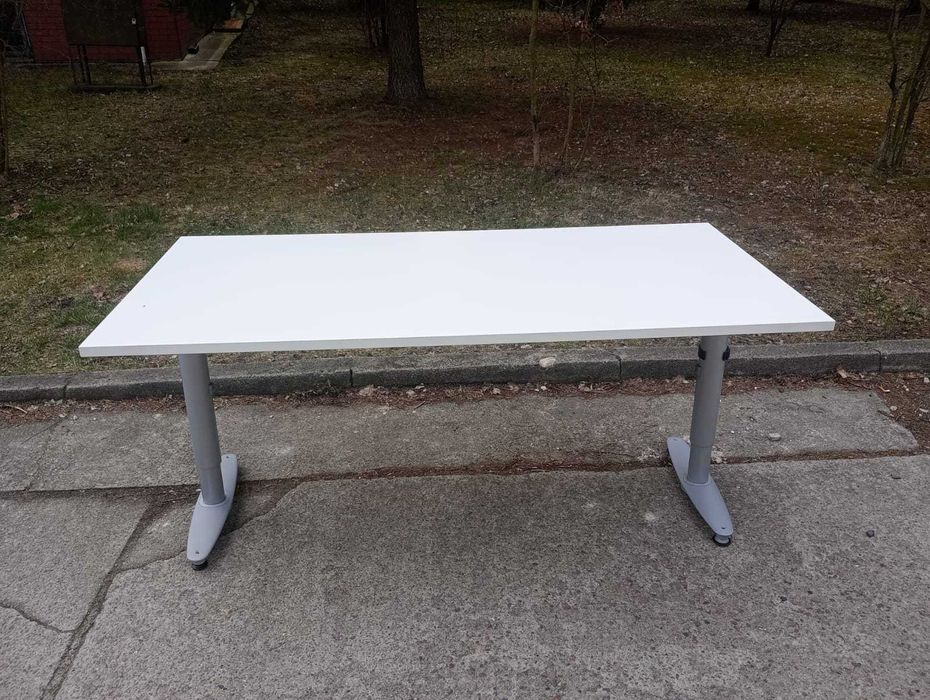 Biurko 160x80 biurka stoły białe KINNARPS regulowana h manualnie