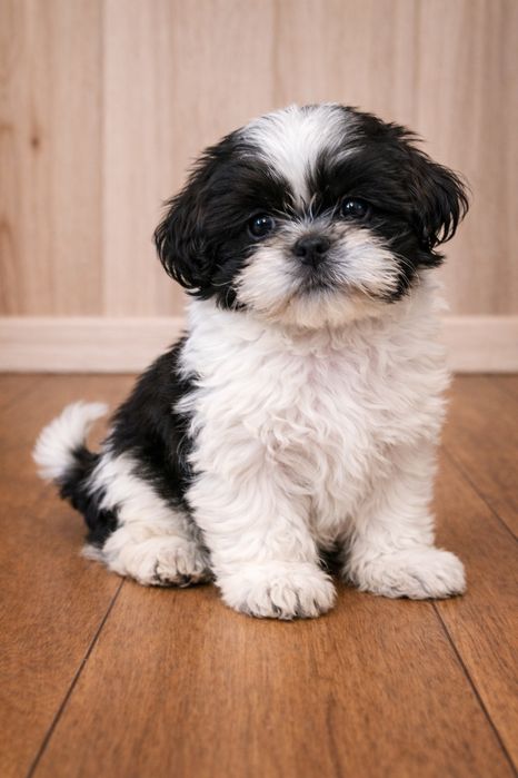 Cudowny shih-tzu biało -czarny