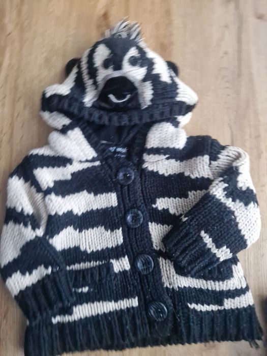 Sweter guziki zebra next 6-9 miesiecy,  74 cm