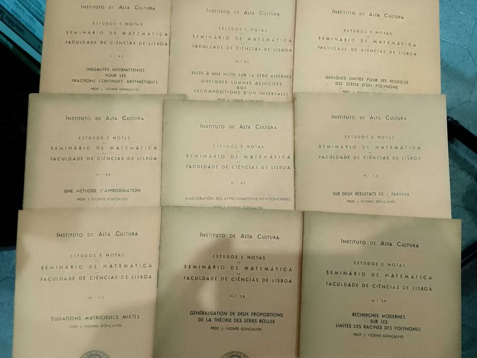 Seminário Matemática Faculdade Ciências de Lisboa 1954/62, 59 unidades