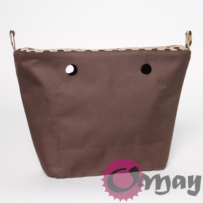 Brązowy organizer do OBAG MINI groszki grochy biszkoptowe wnętrze OMAY