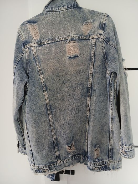 Katana jeans damska z przetarciami długa