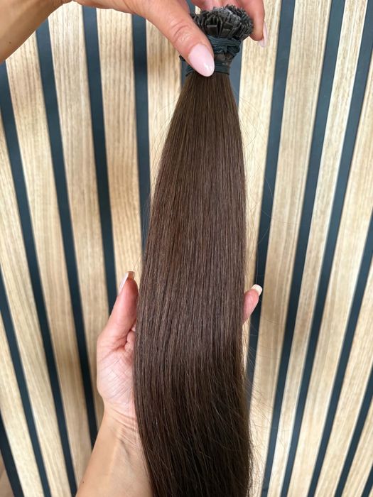 Naturalne włosy z Turcji – 60 cm – ciemny brąz – keratyna | NOWE