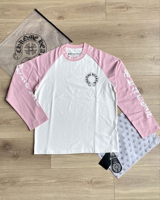 Лонгслів Chrome Hearts з рожевими рукавами