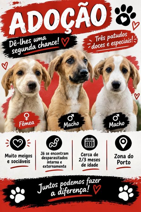 Cães bebés para adoção responsável