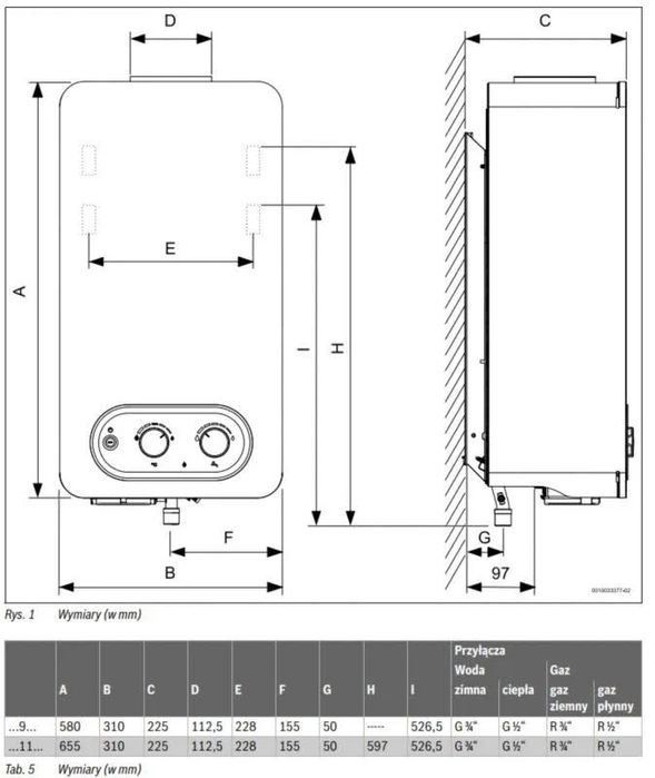 GZ-50 Podgrzewacz gazowy Junkers Bosch Hydro 4200 WR 9-4KB 23
