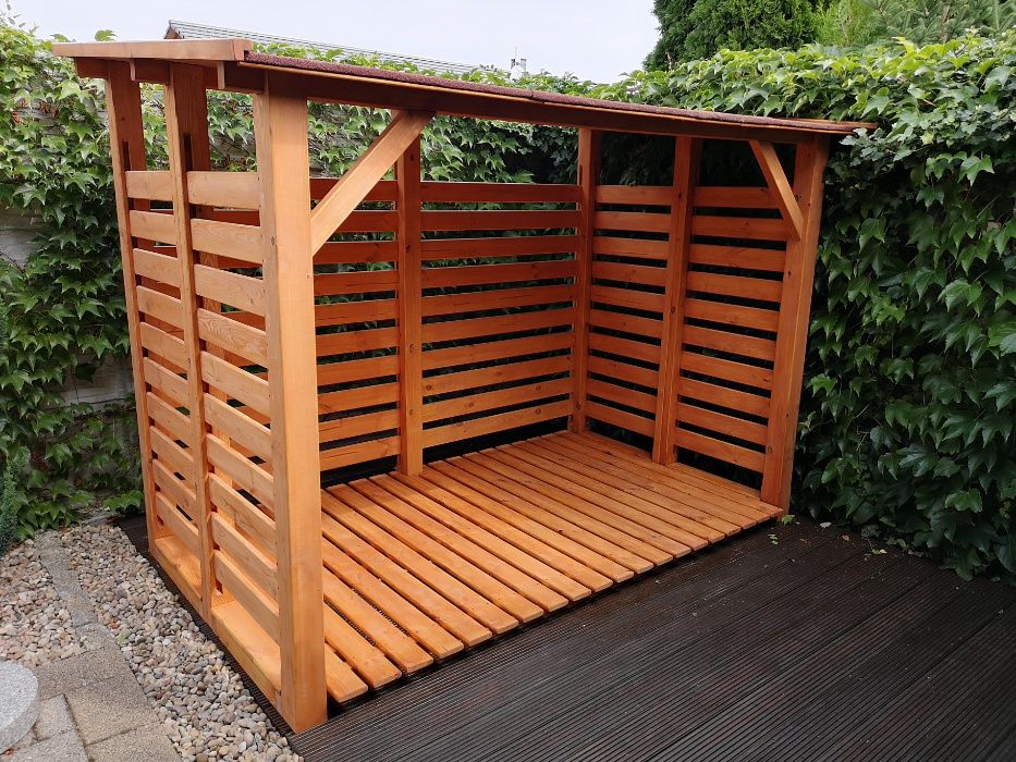 Drewutnia poszerzana 3,14 x 1,5m z dachem prostym jednospadowym