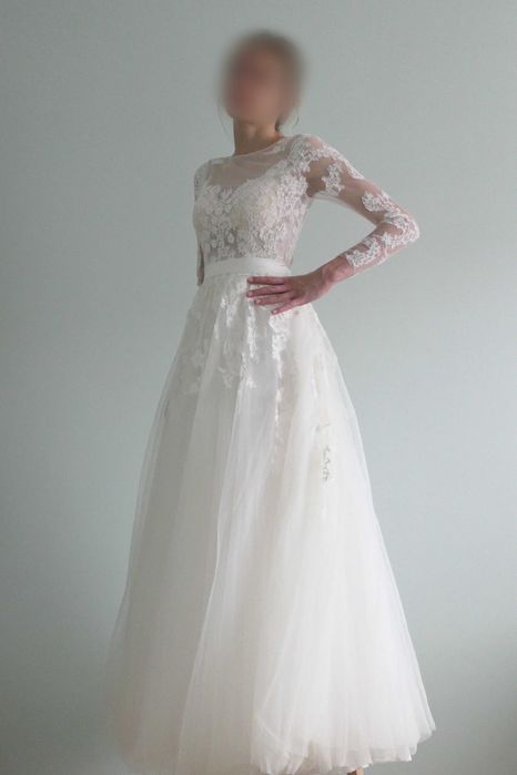 Suknia ślubna Amy Love, boho, rustykalna, kolor śmietanowy