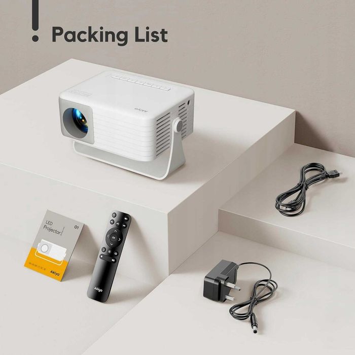 Projektor-Rzutnik, bezprzewodowy Bluetooth, Full HD 1080p, 12000 l AKIYO O1