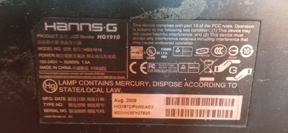 Монітор HANNS D модель HQ191D