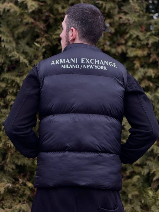 Жилетка Armani Exchange мужская черная жилетка Армані безрукавка чорна