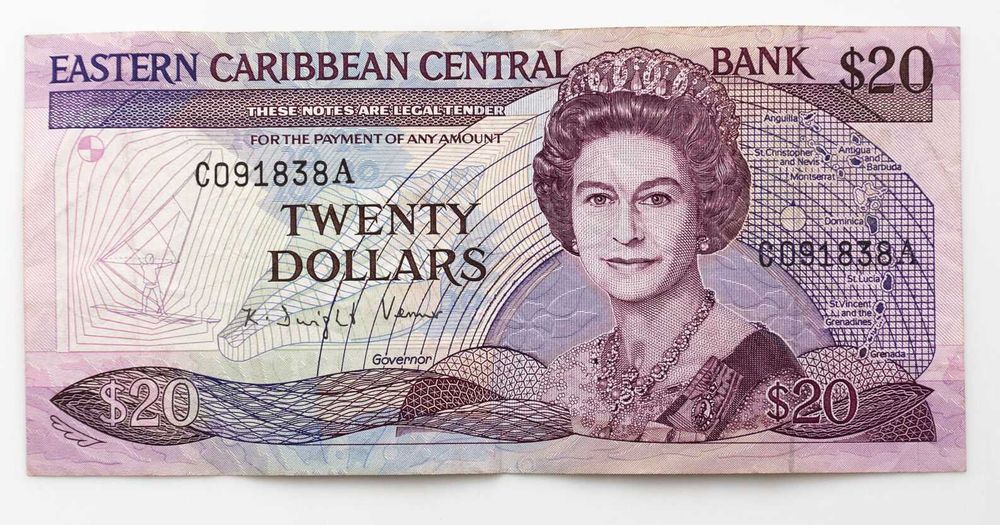 Karaiby Wschodnie 20 dolarów P.24 1988 Antigua Rzadki