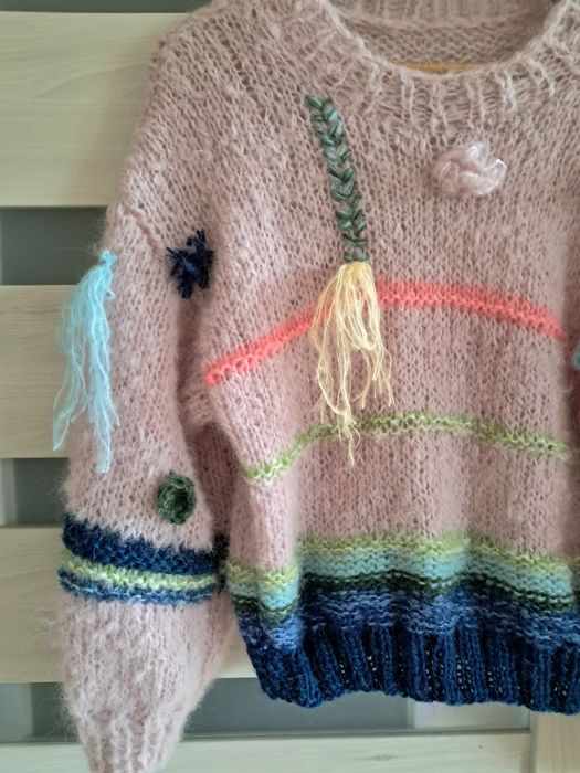 Kolorowy sweterek z Alpaki i Merino .Handmade.