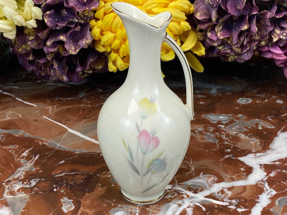 Śliczny porcelanowy wazonik - Kolorowe kwiatki - 16 cm - KPM Kerafina