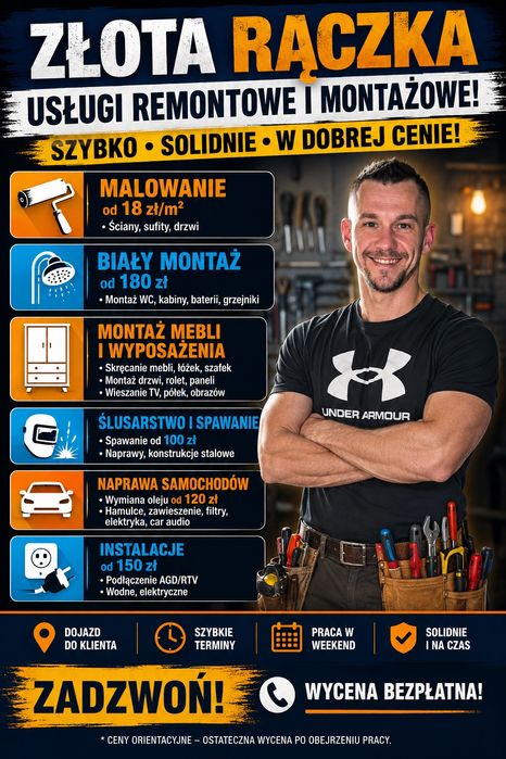Złota rączka, prace domowe, ogrodowe, spawanie itp