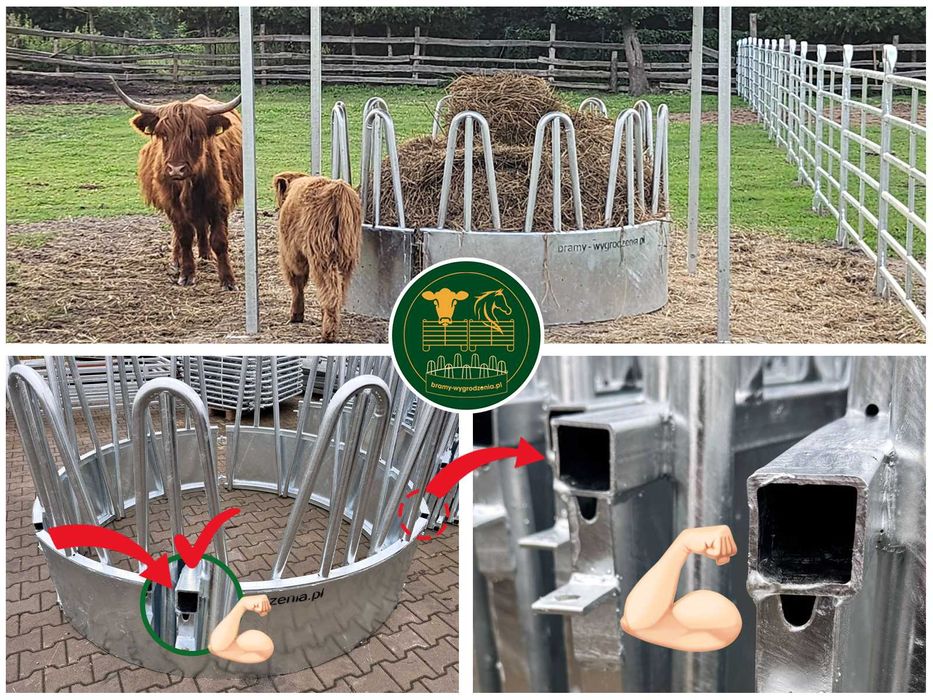 Pasnik 12 stanowiskowy, karmnik na bele, bardzo mocny 165 kg