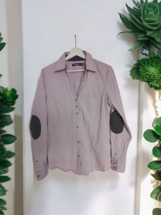 Koszula Mexx pudrowy róż z łatkami długi rękaw vintage retro premium