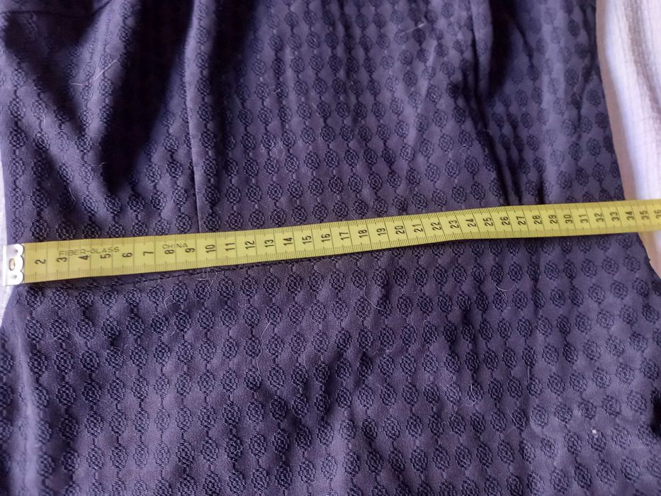 Vestido azul marinho com motivos, Globe, Tam 34