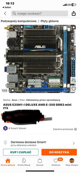 Komputer Pc Asus e35m1 mini itx 2x4bg Ram