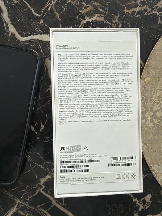 iPhone 15 Pro 128GB Balck Titanium stan idealny