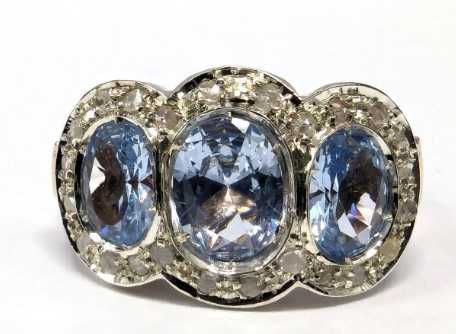 Anel - 9 kt. Ouro rosa, Prata Topázio - Diamante