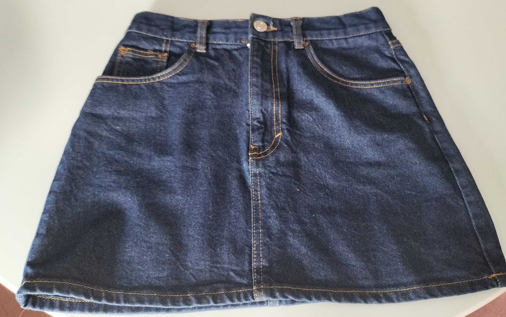 Spódnica Pull&Bear granatowy jeans, rozm.M z kieszeniami