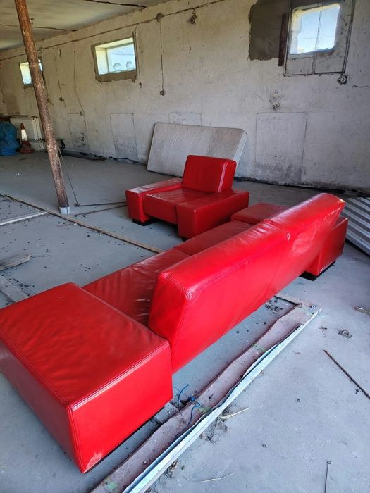 Komplet wypoczynkowy skórzany sofa  + fotel.