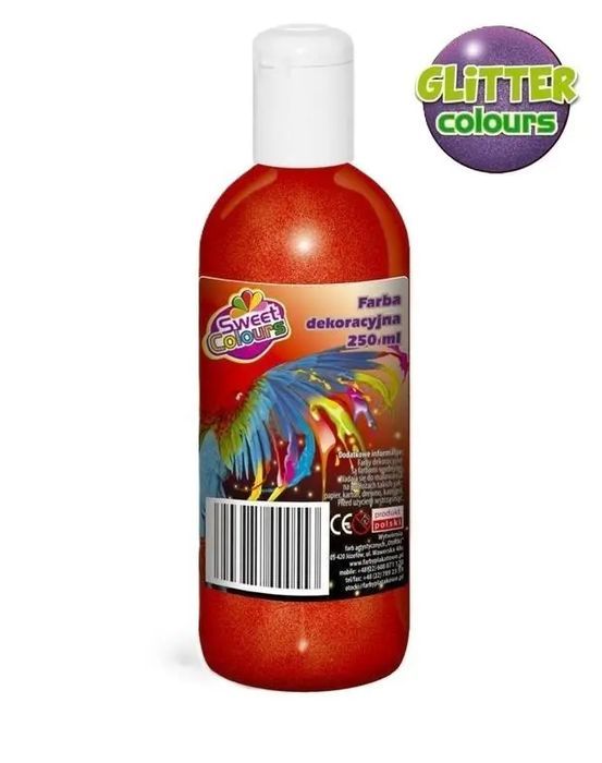 Farby plakatowe brokatowe 250ml (6szt). Sweet colours